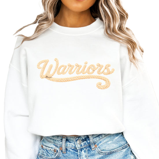 Warriors yarn look crewneck sweatshirt - White