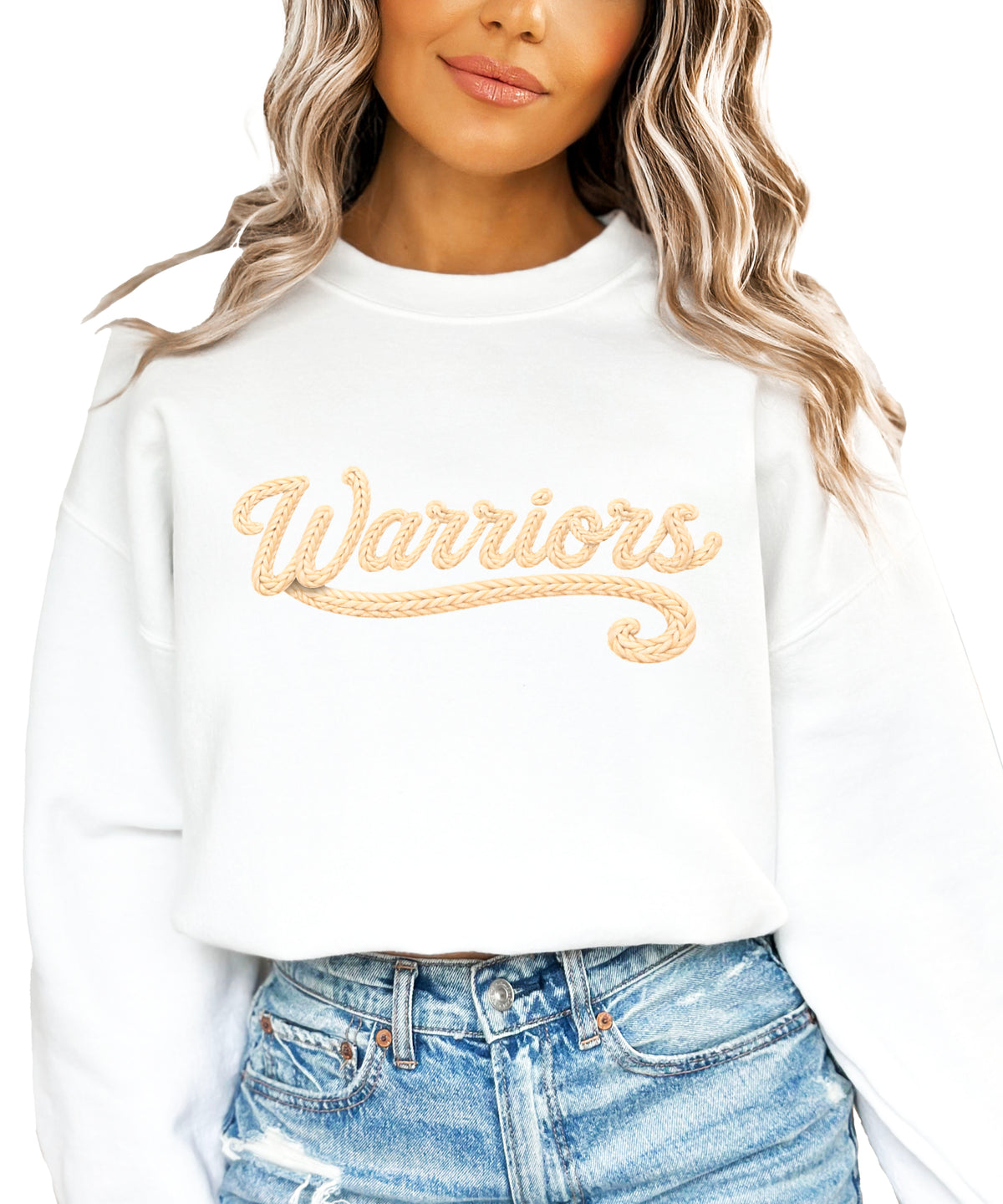 Warriors yarn look crewneck sweatshirt - White