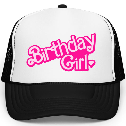 Birthday Girl Heart Hat for Women and Teens Trendy Pink Girly Adult Classic 5 Panel Mesh Snapback
