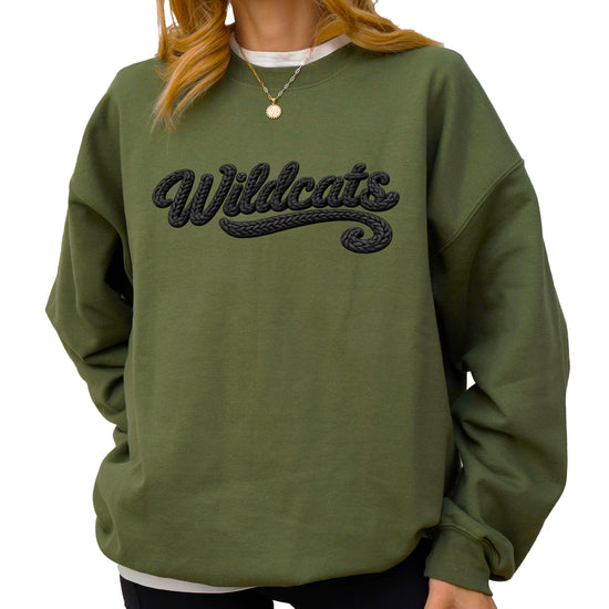 Wildcats yarn look crewneck sweatshirt - Army Green