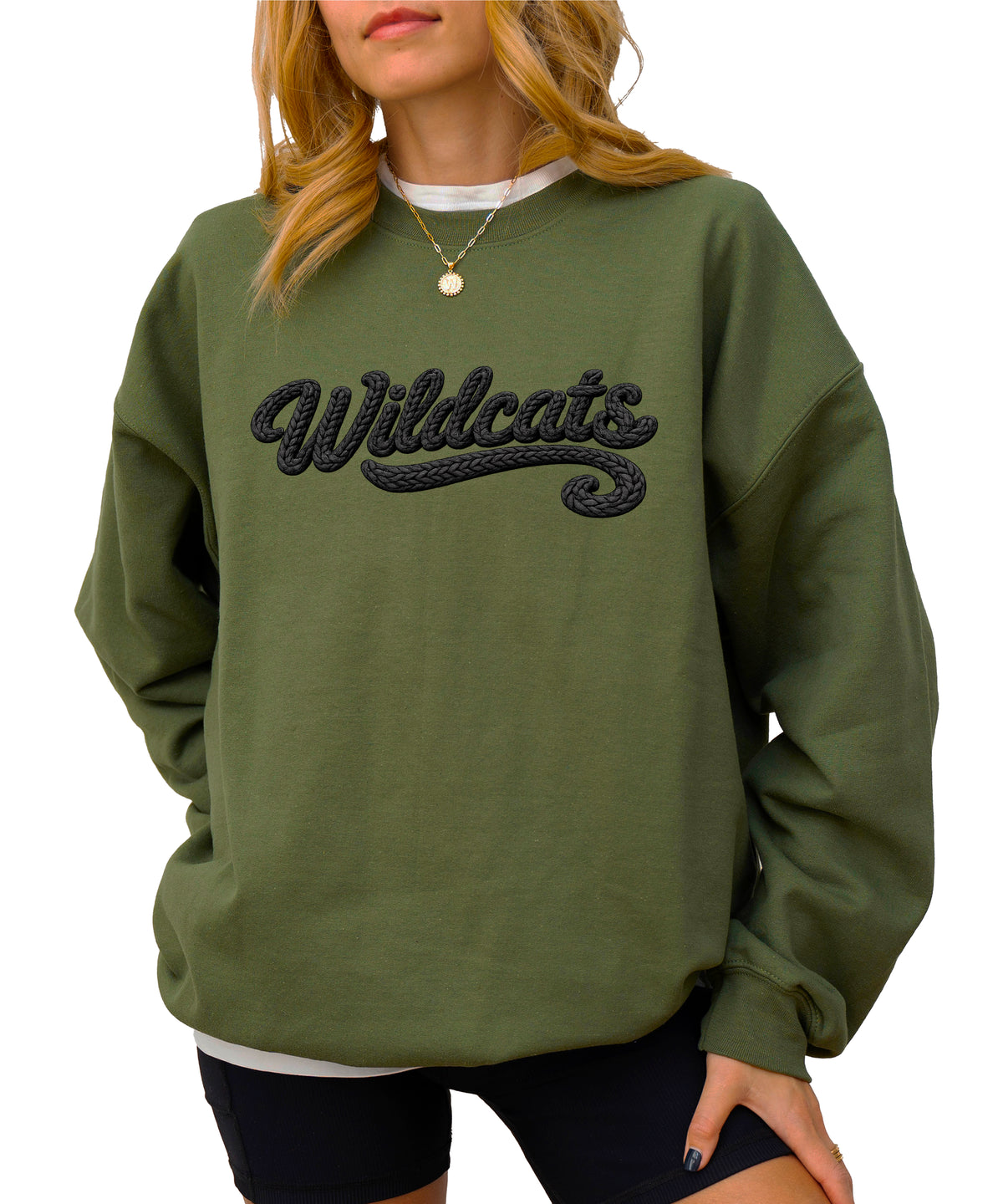 Wildcats yarn look crewneck sweatshirt - Army Green