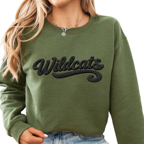 Wildcats yarn look crewneck sweatshirt - Army Green