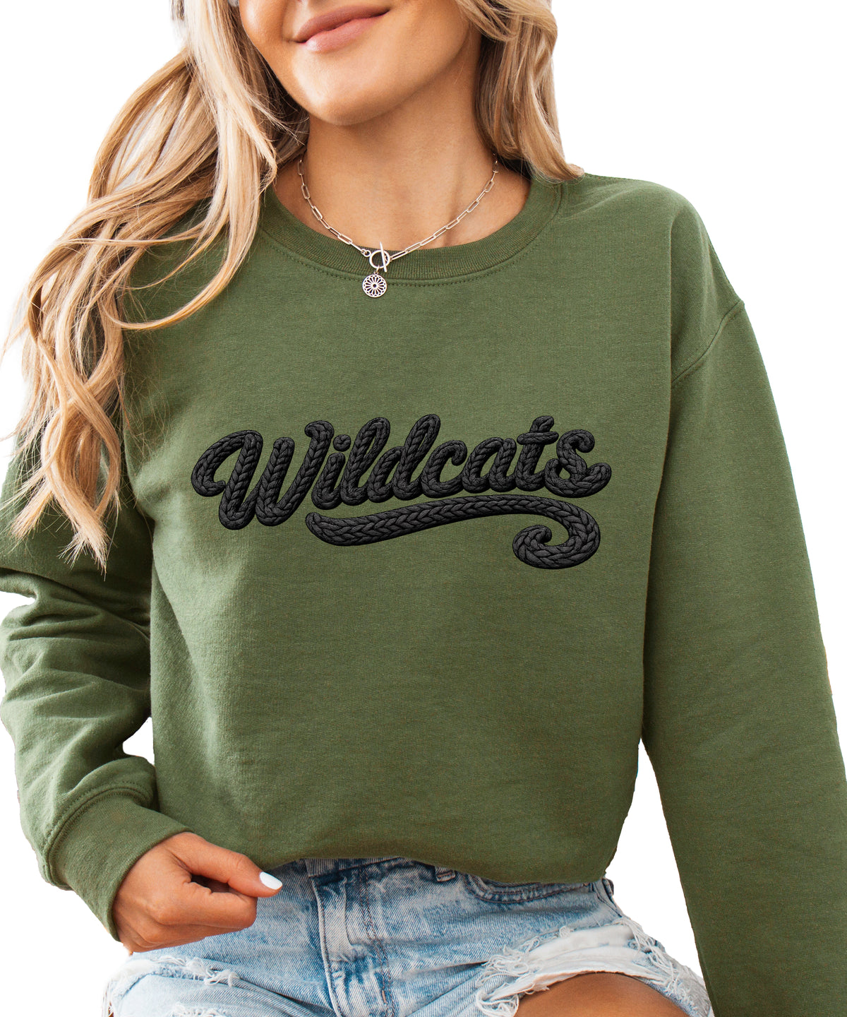 Wildcats yarn look crewneck sweatshirt - Army Green