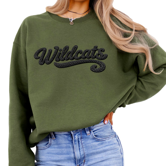 Wildcats yarn look crewneck sweatshirt - Army Green