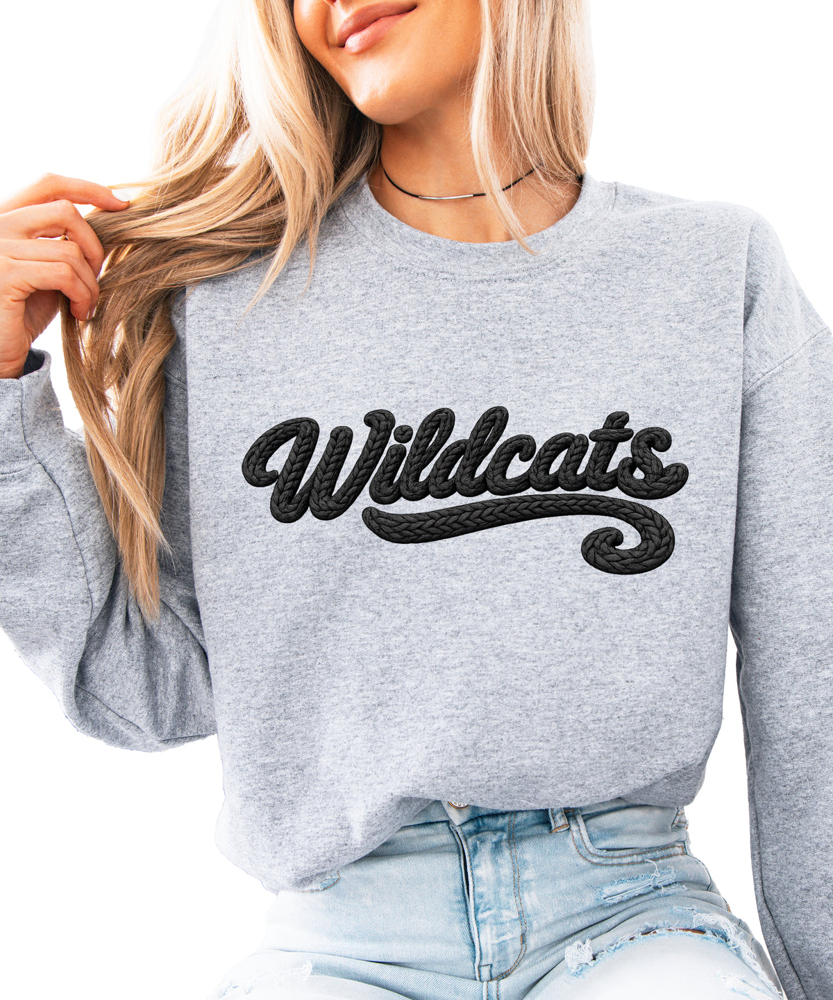 Wildcats yarn look crewneck sweatshirt - Gray