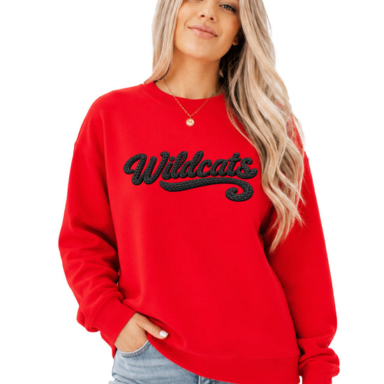 Wildcats yarn look crewneck sweatshirt - Red