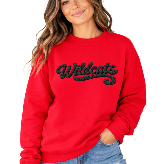 Wildcats yarn look crewneck sweatshirt - Red