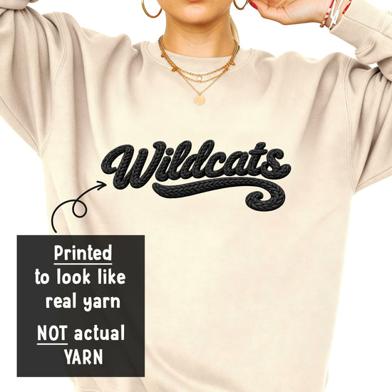 Wildcats yarn look crewneck sweatshirt for women