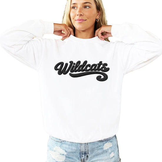 Wildcats yarn look crewneck sweatshirt - White