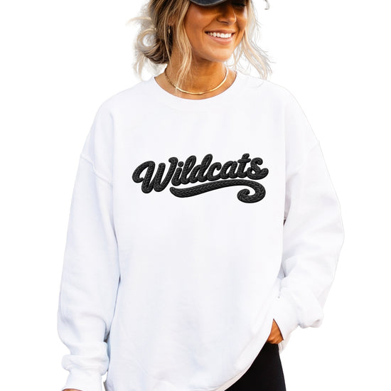 Wildcats yarn look crewneck sweatshirt - White