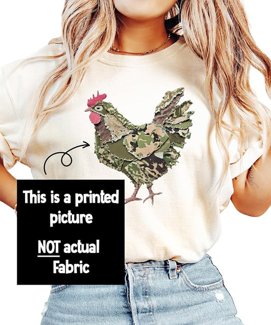 Camo Rooster Farm Wife Graphic Tee - Country Homestead Women's Shirt