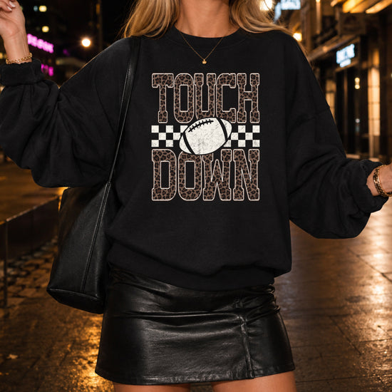 Touchdown leopard print football sweatshirt Black view 5
