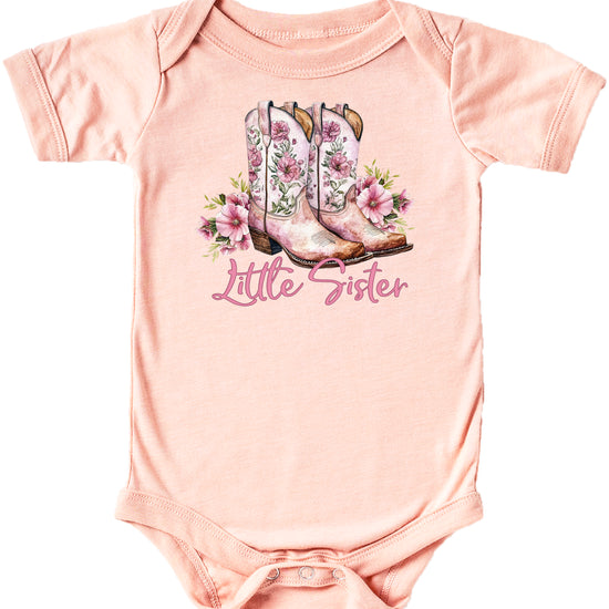 Peach Little Sister bodysuit, gift styling
