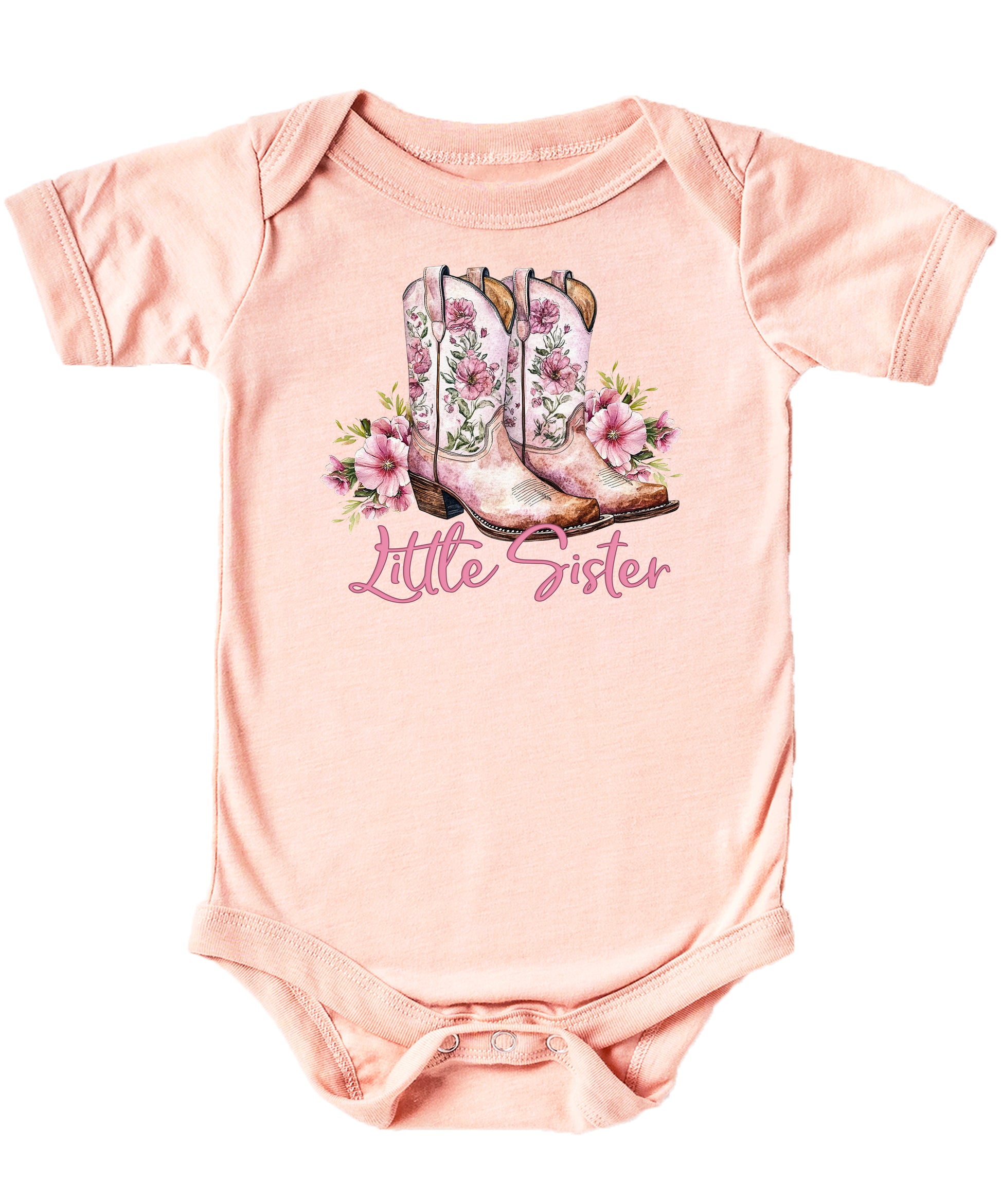 Peach Little Sister bodysuit, gift styling