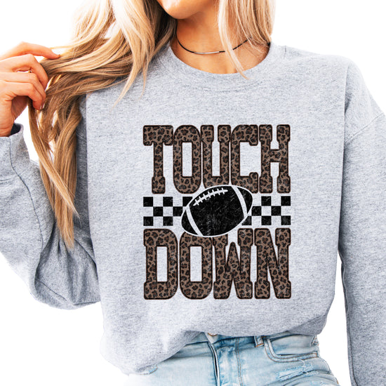 Touchdown leopard print football sweatshirt Gray view 6