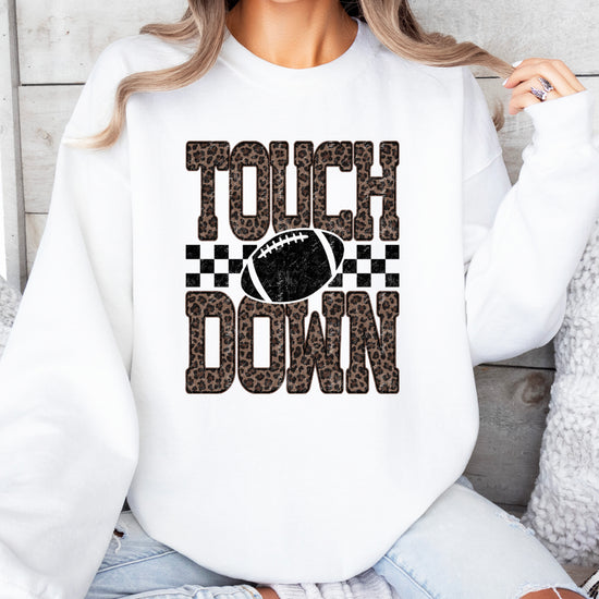 Touchdown leopard print football sweatshirt White view 6