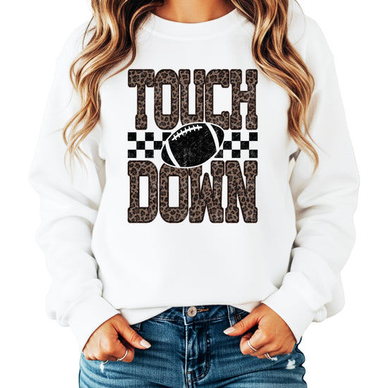 Touchdown leopard print football sweatshirt White view 1