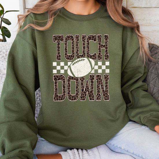 Touchdown leopard print football sweatshirt Army Green view 6