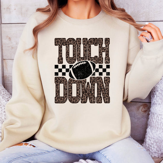 Touchdown leopard print football sweatshirt Sand view 6