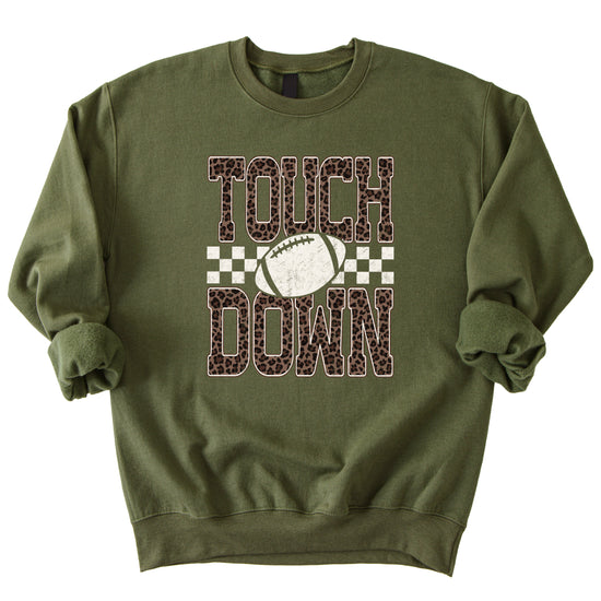 Touchdown leopard print football sweatshirt Army Green view 7