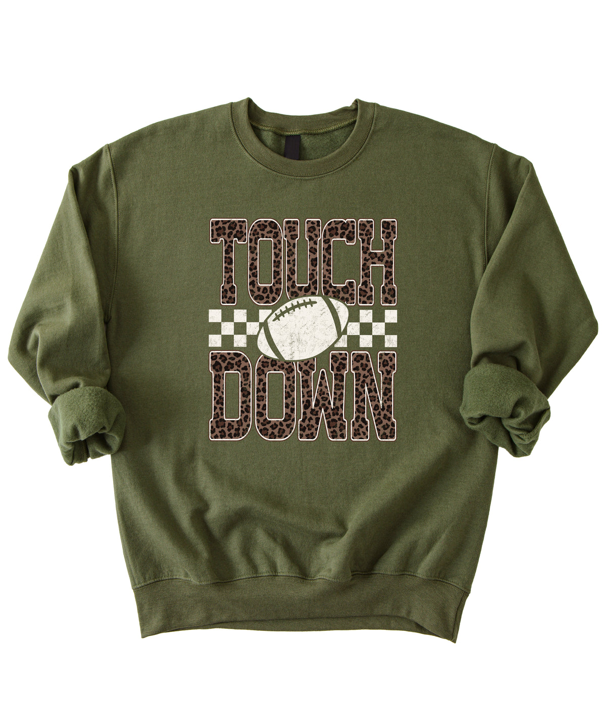 Touchdown leopard print football sweatshirt Army Green view 7