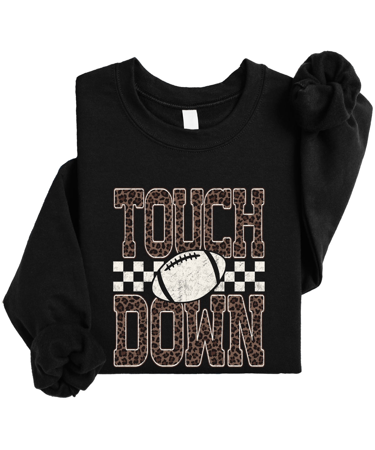 Touchdown leopard print football sweatshirt Black view 3