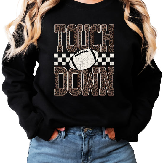 Touchdown leopard print football sweatshirt Black view 2
