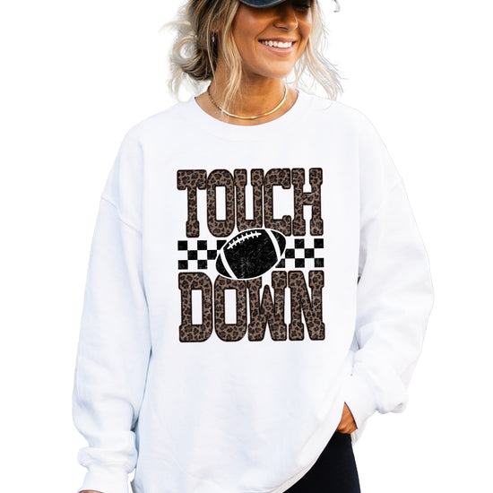 Touchdown leopard print football sweatshirt White view 5