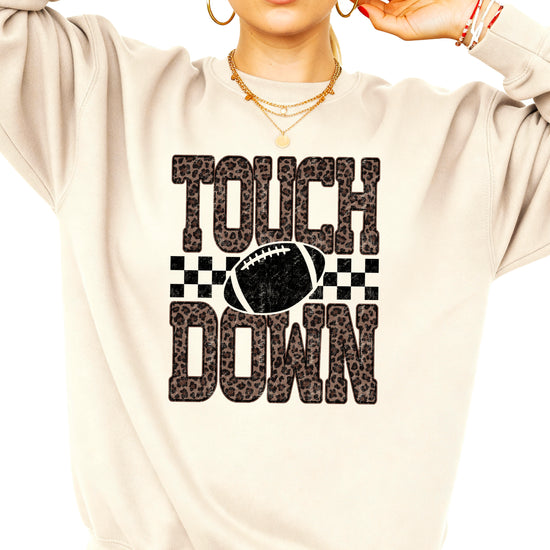 Touchdown leopard print football sweatshirt Sand view 4