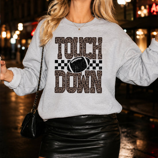 Touchdown leopard print football sweatshirt Gray view 4