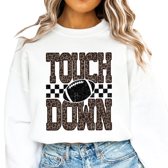 Touchdown leopard print football sweatshirt White view 2