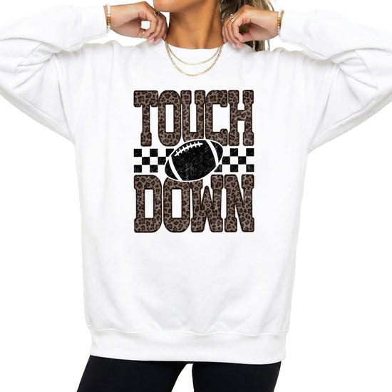 Touchdown leopard print football sweatshirt White view 4