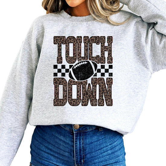 Touchdown leopard print football sweatshirt Gray view 1