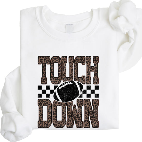Touchdown leopard print football sweatshirt White view 3