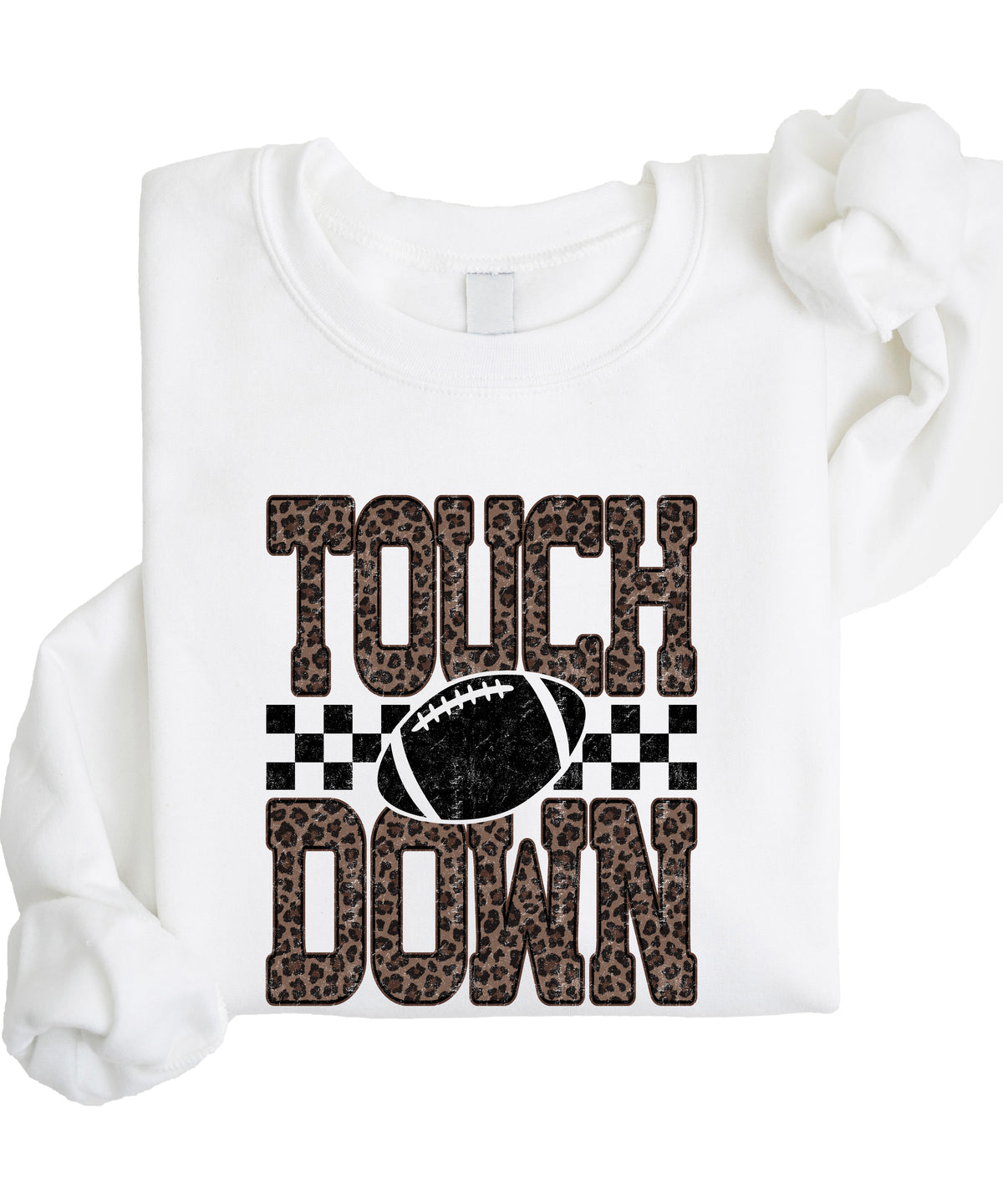 Touchdown leopard print football sweatshirt White view 3