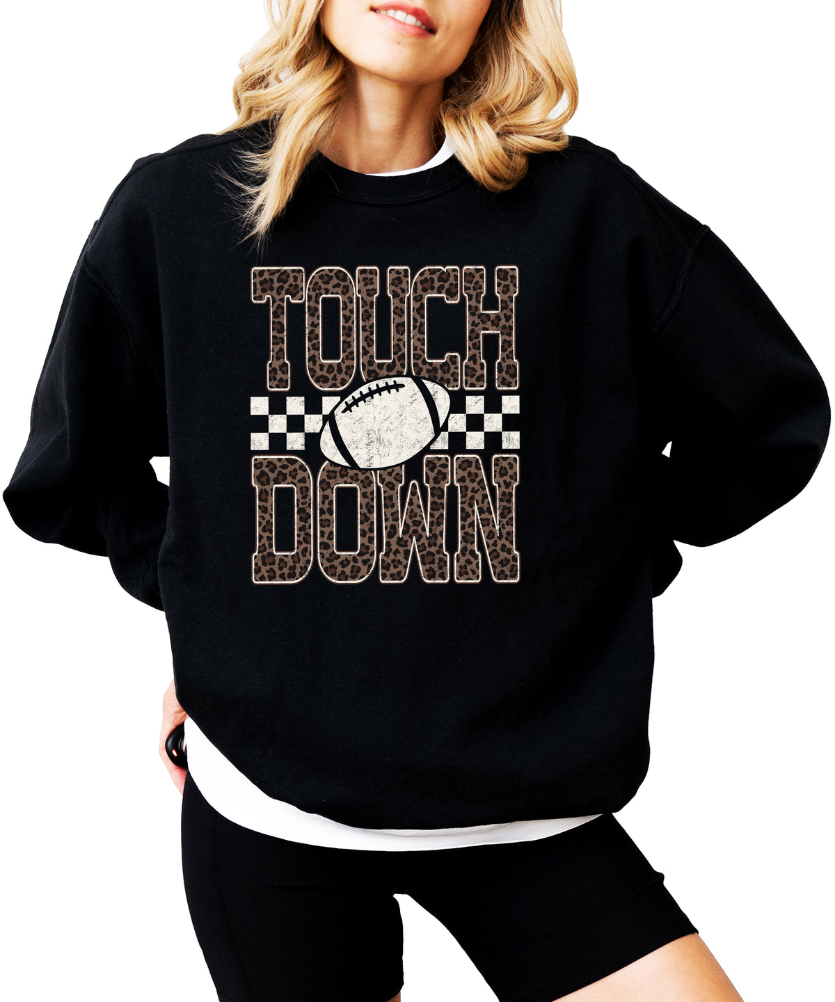 Touchdown leopard print football sweatshirt Black view 6