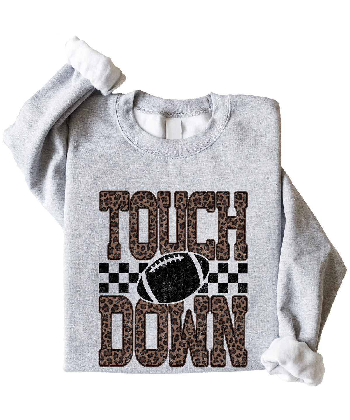 Touchdown leopard print football sweatshirt Gray view 3