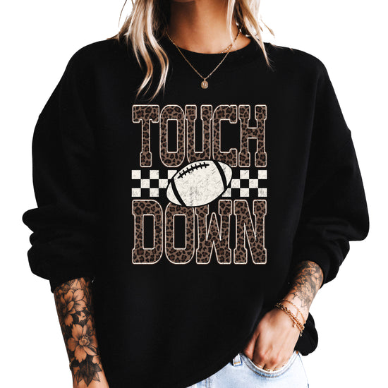 Touchdown leopard print football sweatshirt Black view 1