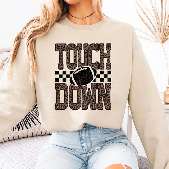 Touchdown leopard print football sweatshirt Sand view 5