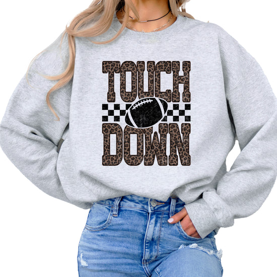 Touchdown leopard print football sweatshirt Gray view 2
