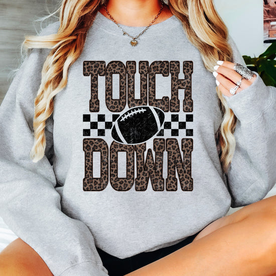 Touchdown leopard print football sweatshirt Gray view 5