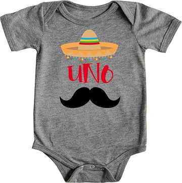 Fiesta First Birthday Uno Baby Boy Bodysuit - Sombrero & Mustache