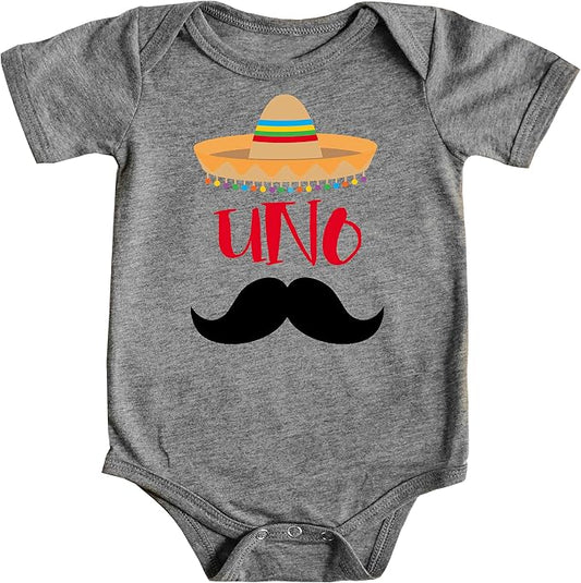 Fiesta First Birthday Uno Baby Boy Bodysuit - Sombrero & Mustache