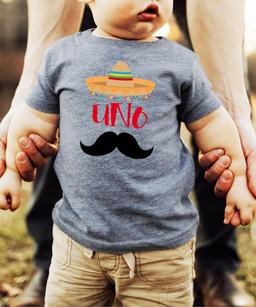 Uno Fiesta 1st Birthday Boy Shirt - First Birthday Sombrero Mustache