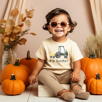 Big Brother Barn Farm Tractor Shirt for Sibling Reveal Baby Announcement Shirt