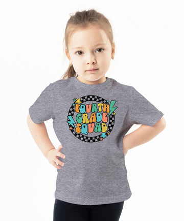 Olive Loves Apple 4th Grade Squad Lightning First Day of School T-Shirt Back to School 1st Day of School Outfit Military Green Shirt Youth Small