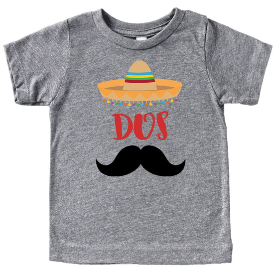 Toddler Dos birthday shirt laid flat showing full graphic design