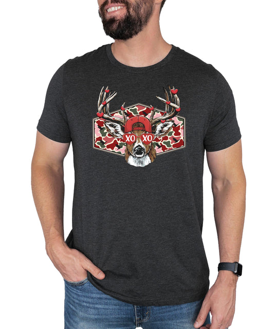 Buck Valentine's Day Unisex Shirt for Adults & Kids Funny Valentine Camo Graphic Tee