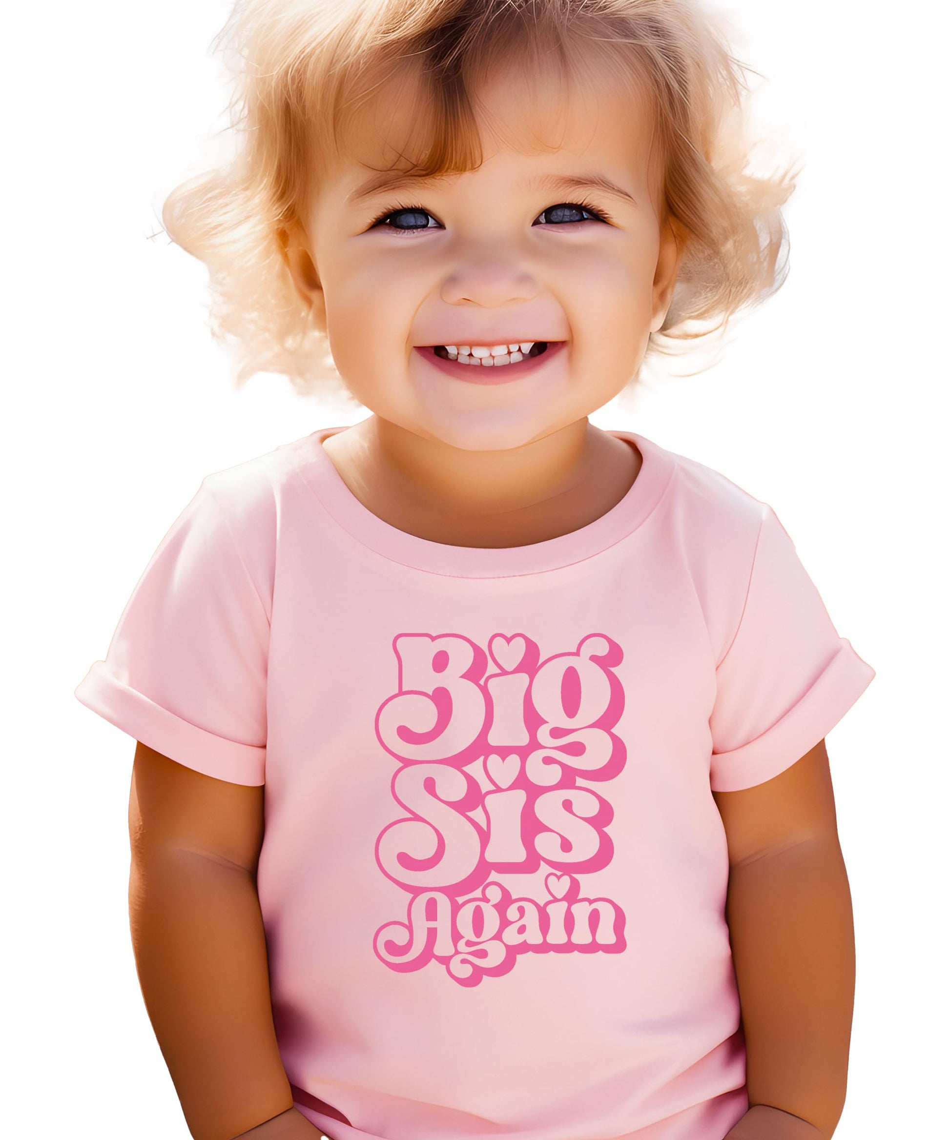 Big Sis Again kids shirt natural color with playful groovy typography