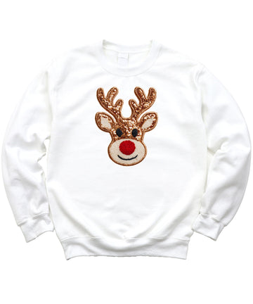 Cute Reindeer Christmas Sweatshirt for Women, Teens & Kids